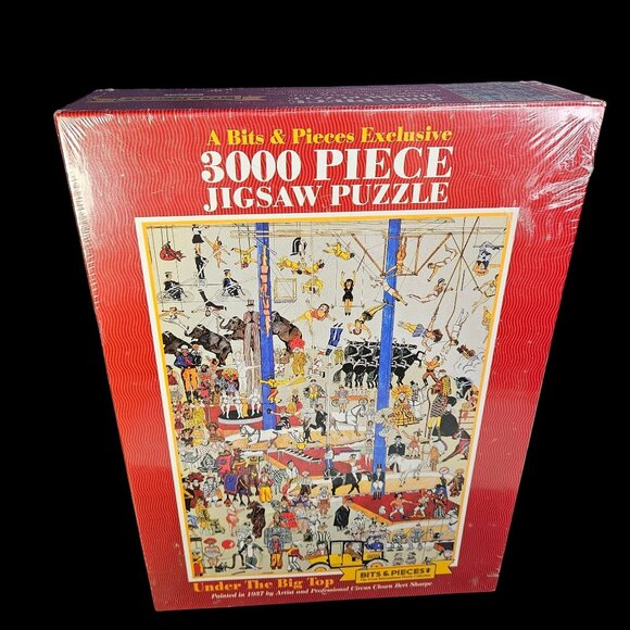 3000 Piece Jigsaw Puzzle Under The Big Top Circus Bits and Pieces 33 x 16 In New